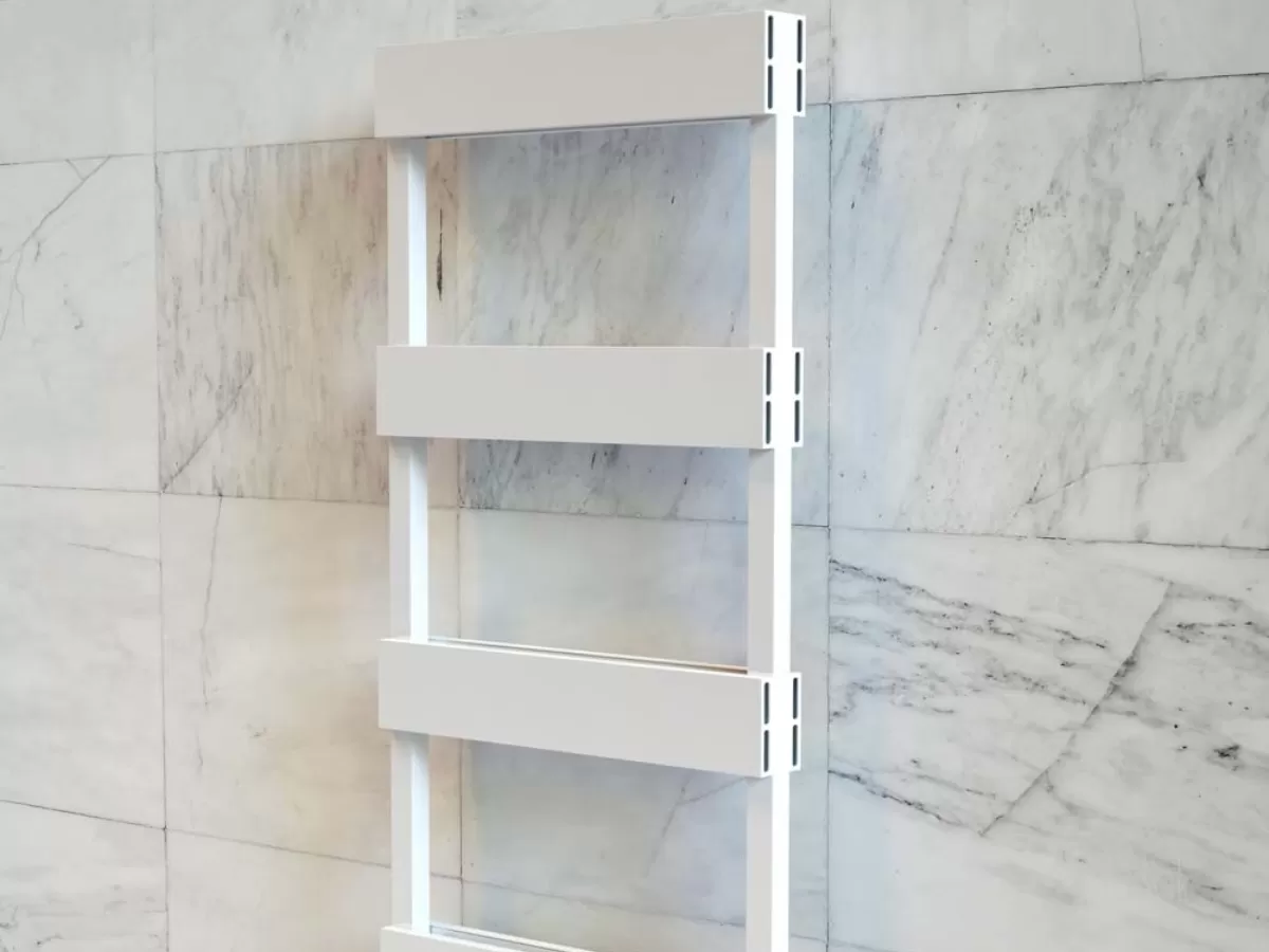 Uscător de prosoape decorativ LOJIMAX, colecția BENOIT DOUBLE STYLE Lățime 300 mm. Înălțime 650 mm. alb mat