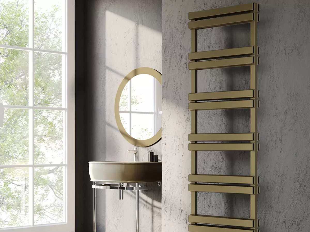 Uscător de prosoape decorativ LOJIMAX, colecția SORTE DOUBLE LINE Lățime 400 mm. Înălțime 1200 mm. negru mat