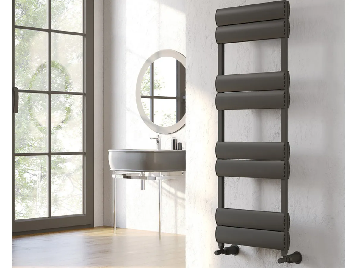 Uscător de prosoape decorativ LOJIMAX, colecția WALDO DOUBLE LINE Lățime 300 mm. Înălțime 608 mm. negru mat