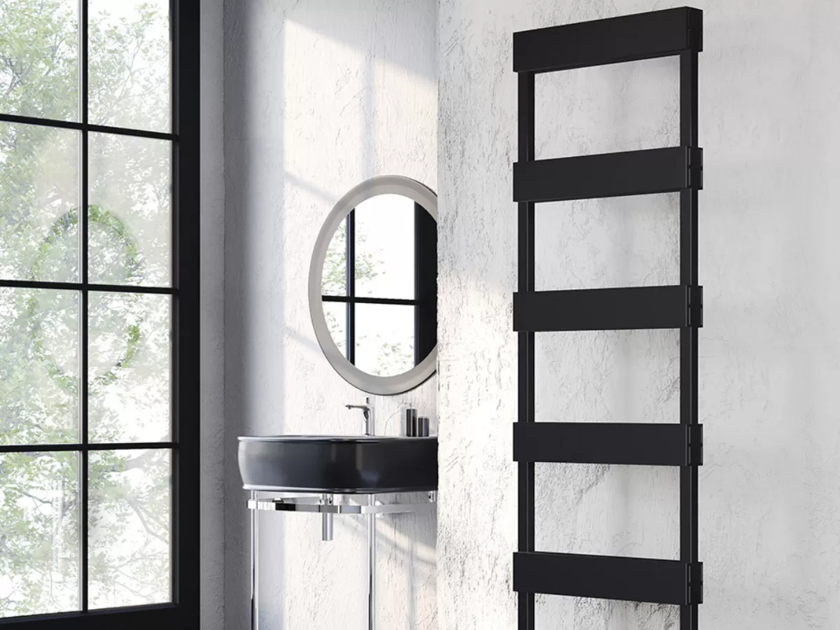 Uscător de prosoape decorativ LOJIMAX, colecția BENOIT DOUBLE STYLE Lățime 300 mm. Înălțime 650 mm. alb mat