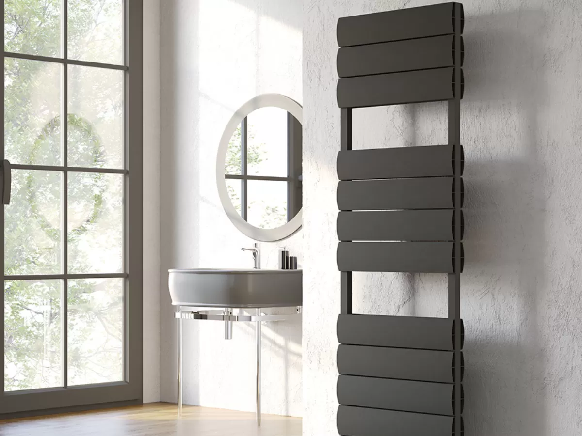 Uscător de prosoape decorativ LOJIMAX, colecția EMERALD  DOUBLE  PLUS Lățime 300 mm. Înălțime 685 mm. alb mat