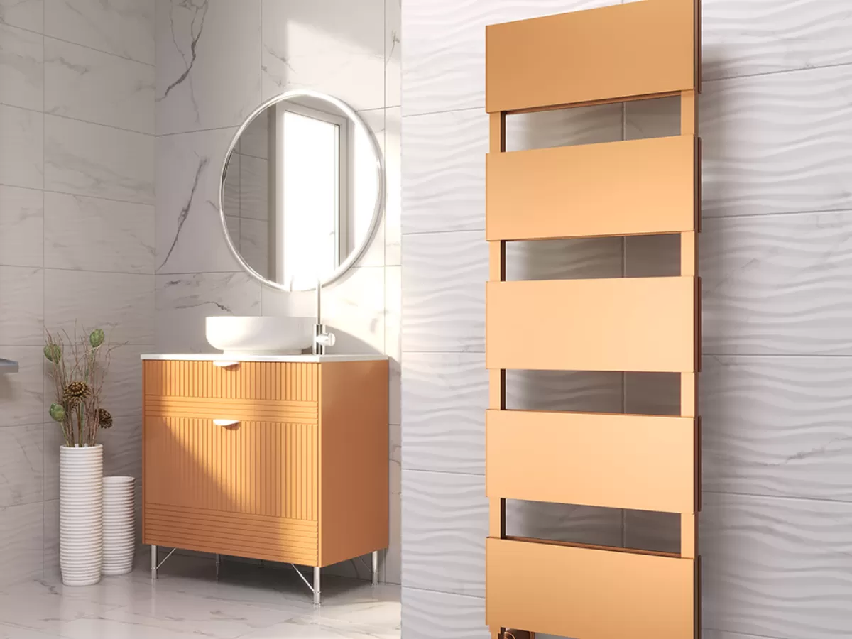 Uscător de prosoape decorativ LOJIMAX, colecția LORA DOUBLE Lățime 400 mm. Înălțime 515 mm. alb mat