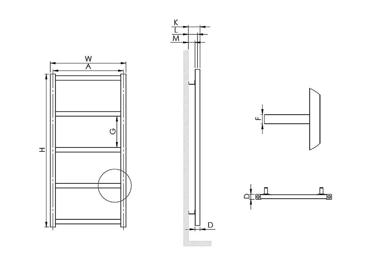 Uscător de prosoape decorativ LOJIMAX, colecția COPPA STYLE Lățime 800 mm. Înălțime 340 mm. alb mat