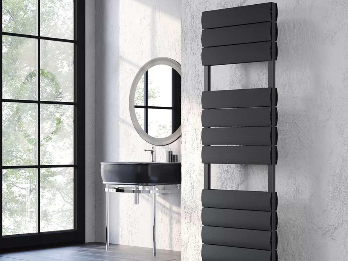 Uscător de prosoape decorativ LOJIMAX, colecția EMERALD  DOUBLE  PLUS Lățime 300 mm. Înălțime 685 mm. alb mat