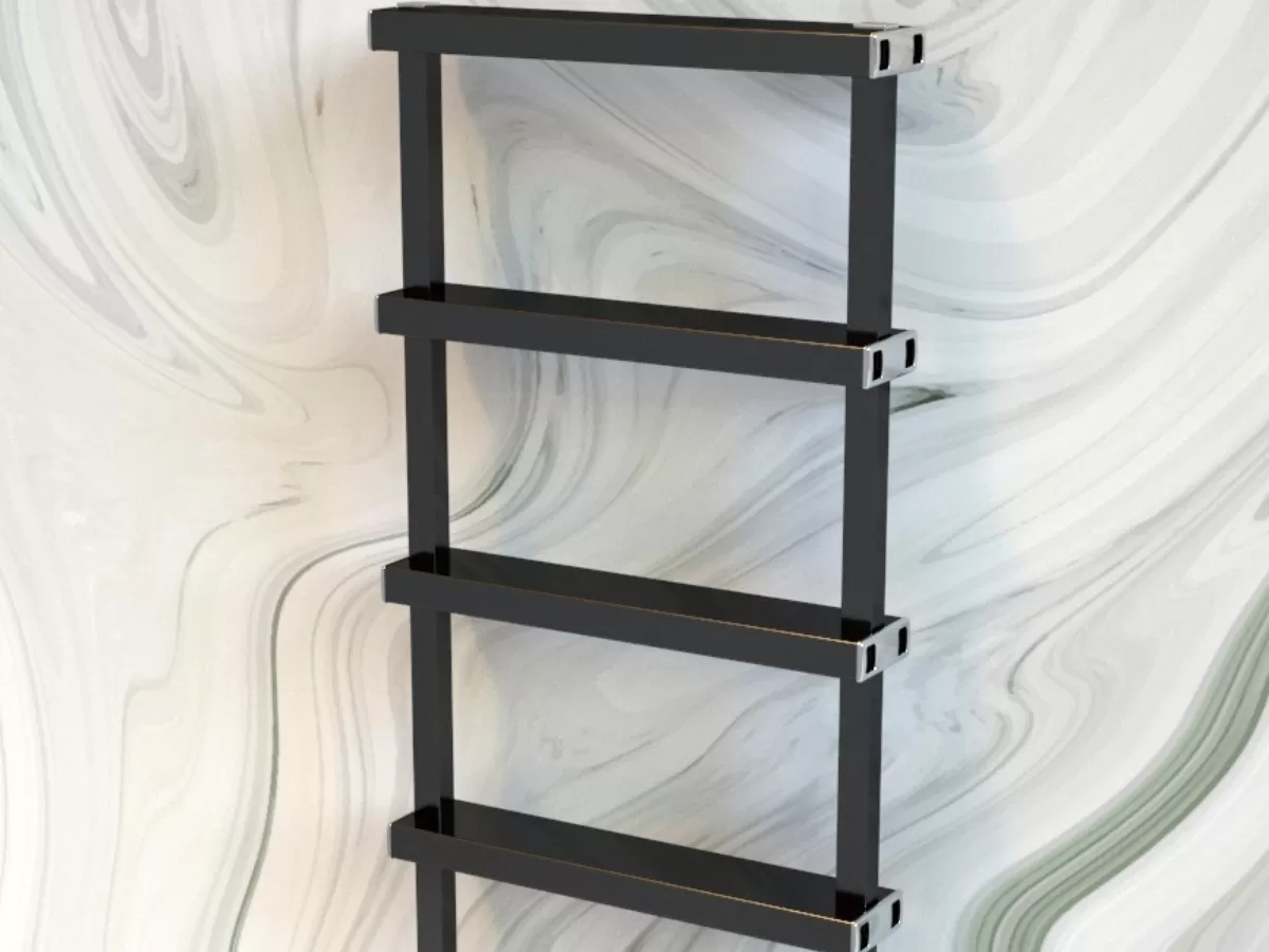 Uscător de prosoape decorativ LOJIMAX, colecția FABIO LINE Lățime 400 mm. Înălțime 1200 mm. negru mat