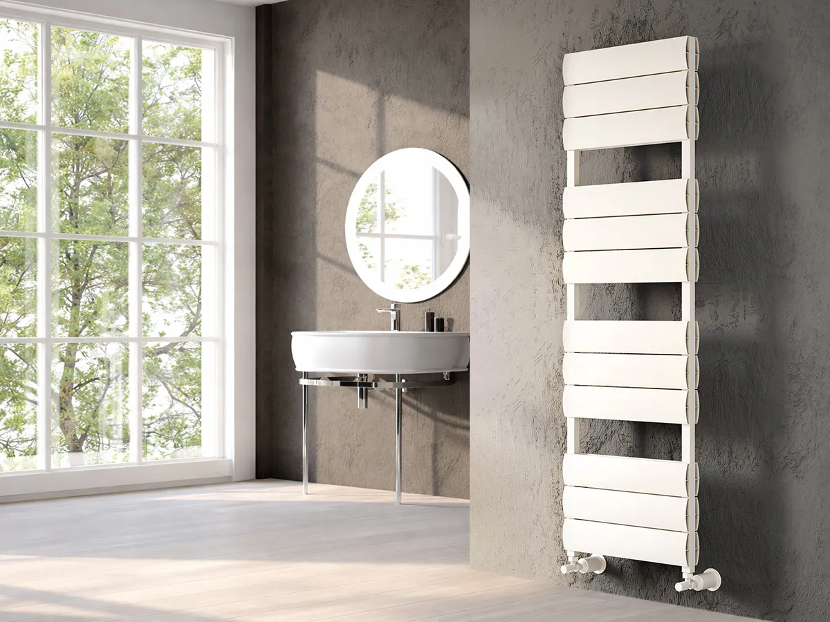 Uscător de prosoape decorativ LOJIMAX, colecția EMERALD DOUBLE Lățime 300 mm. Înălțime 755 mm. alb mat