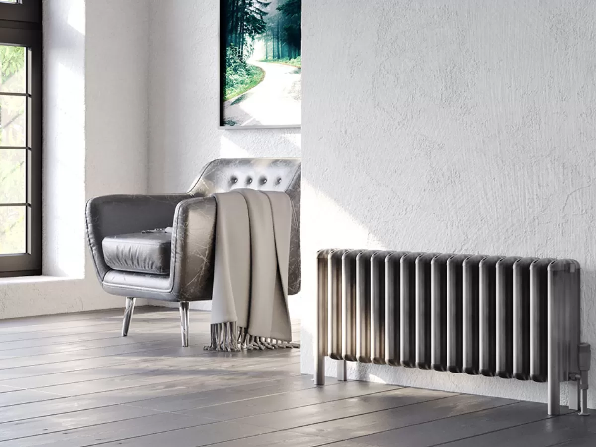 FLOOR STANDING ALUMINUM RADIATOR GRANDE LUX inaltimea 700 mm. latimea 1350 mm. alb mat