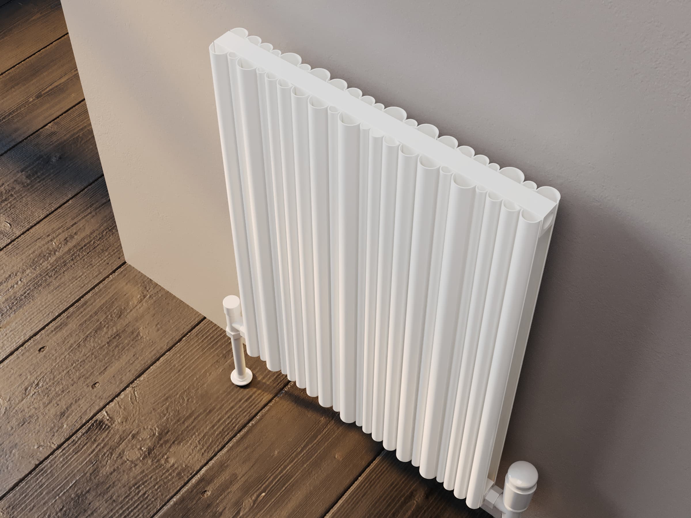 Calorifer decorativ LOJIMAX, colectia BAMBOO DOUBLE inaltimea 300 mm. latimea 239 mm. alb mat