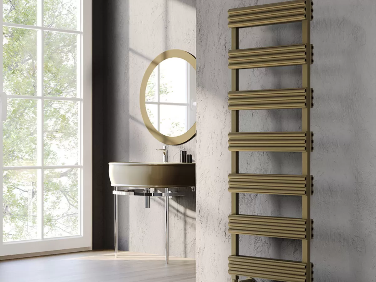 Uscător de prosoape decorativ LOJIMAX, colecția SIRIUS DOUBLE STYLE Lățime 400 mm. Înălțime 700 mm. alb mat