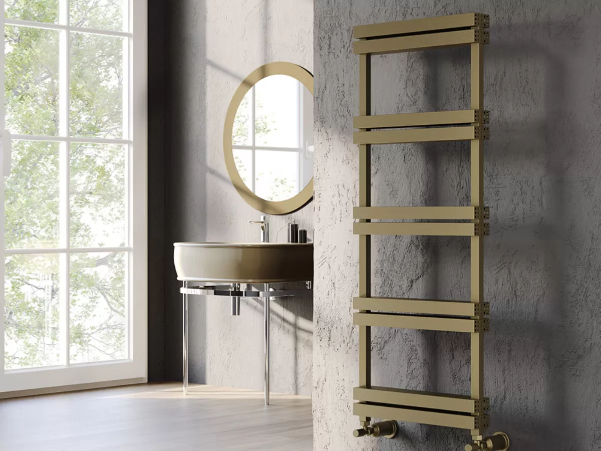 Uscător de prosoape decorativ LOJIMAX, colecția QUARTZ LINE Lățime 300 mm. Înălțime 700 mm. alb mat