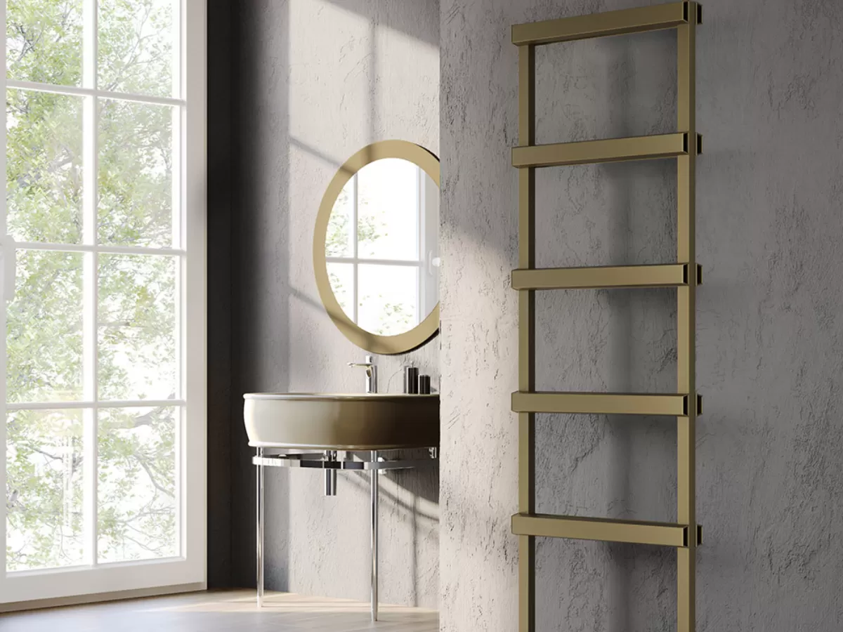 Uscător de prosoape decorativ LOJIMAX, colecția SORTE DOUBLE STYLE Lățime 400 mm. Înălțime 570 mm. negru mat