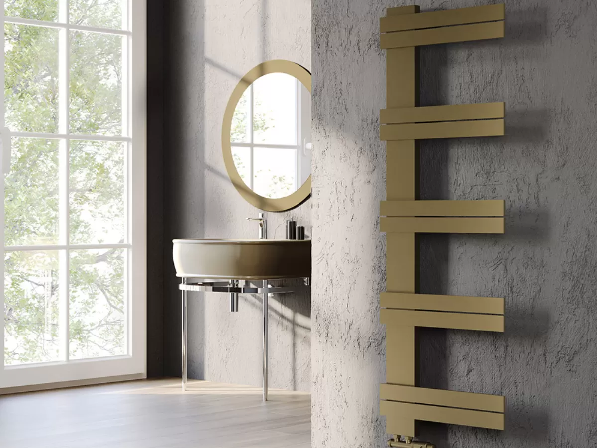 Uscător de prosoape decorativ LOJIMAX, colecția KAUNOS LINE Lățime 500 mm. Înălțime 450 mm. negru mat