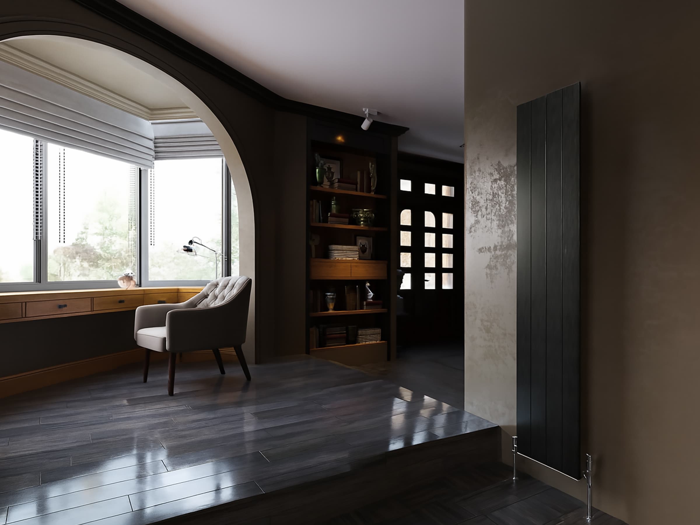 Calorifer decorativ LOJIMAX, colectie KALSEDON 200 mm. 280 mm. negru mat