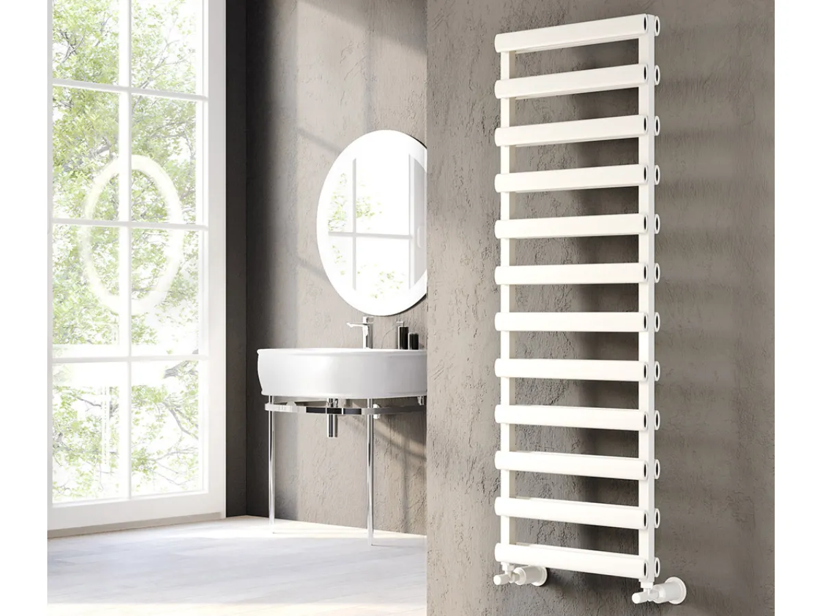 Uscător de prosoape decorativ LOJIMAX, colecția TALIA DOUBLE LINE Lățime 400 mm. Înălțime 1200 mm. alb mat