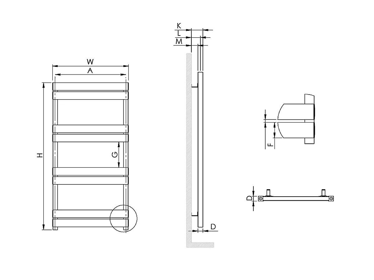Uscător de prosoape decorativ LOJIMAX, colecția COPPA LINE Lățime 300 mm. Înălțime 368 mm. alb mat