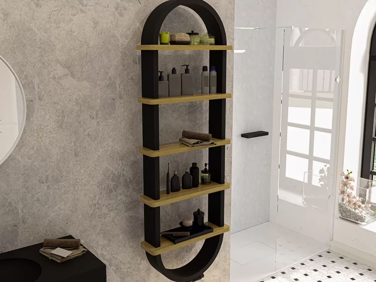 Uscător de prosoape decorativ LOJIMAX, colecția QUINN Lățime 1625 mm. Înălțime 500 mm. negru mat