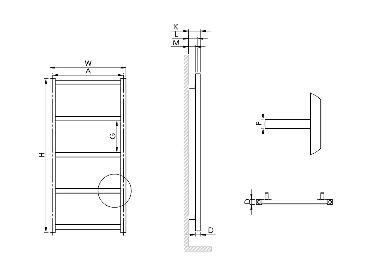 Uscător de prosoape decorativ LOJIMAX, colecția BENOIT STYLE Lățime 300 mm. Înălțime 650 mm. alb mat