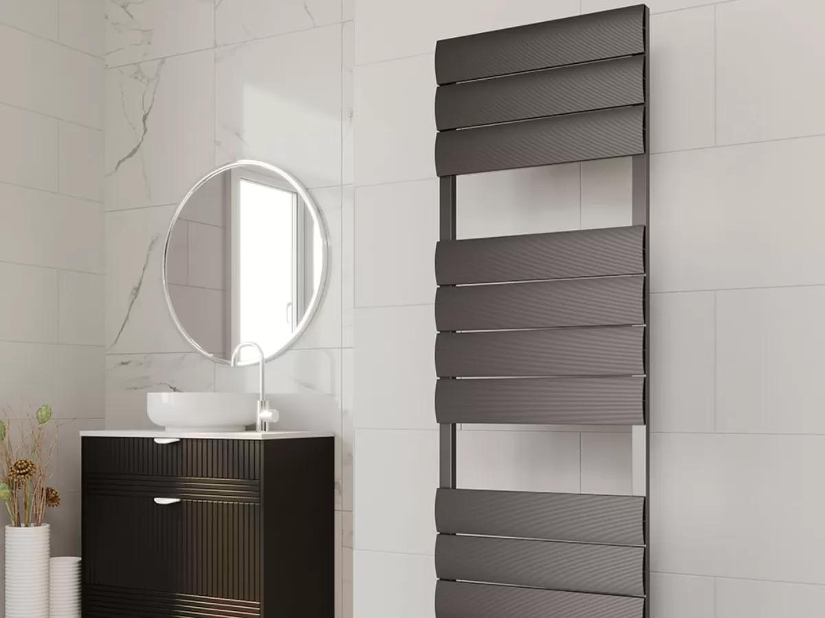 Uscător de prosoape decorativ LOJIMAX, colecția EMERALD PLUS Lățime 300 mm. Înălțime 1000 mm. alb mat
