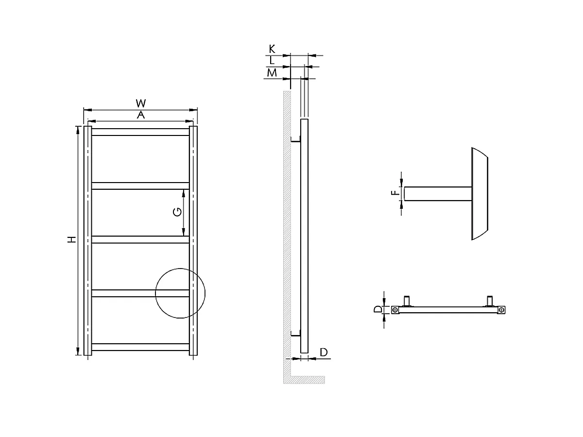 Uscător de prosoape decorativ LOJIMAX, colecția EMERALD STYLE Lățime 300 mm. Înălțime 680 mm. alb mat