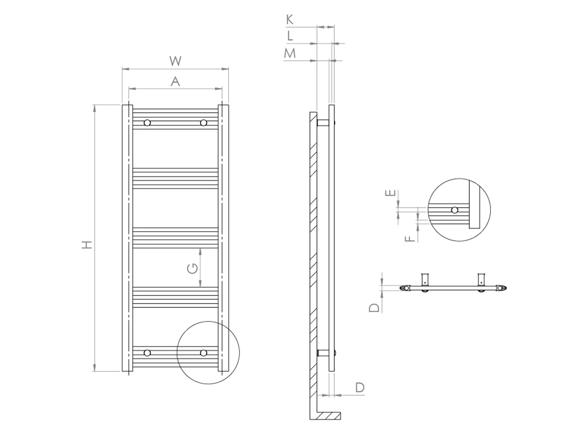 Uscător de prosoape de design LOJIMAX colecția LODOS 1480x500 mm, Alb