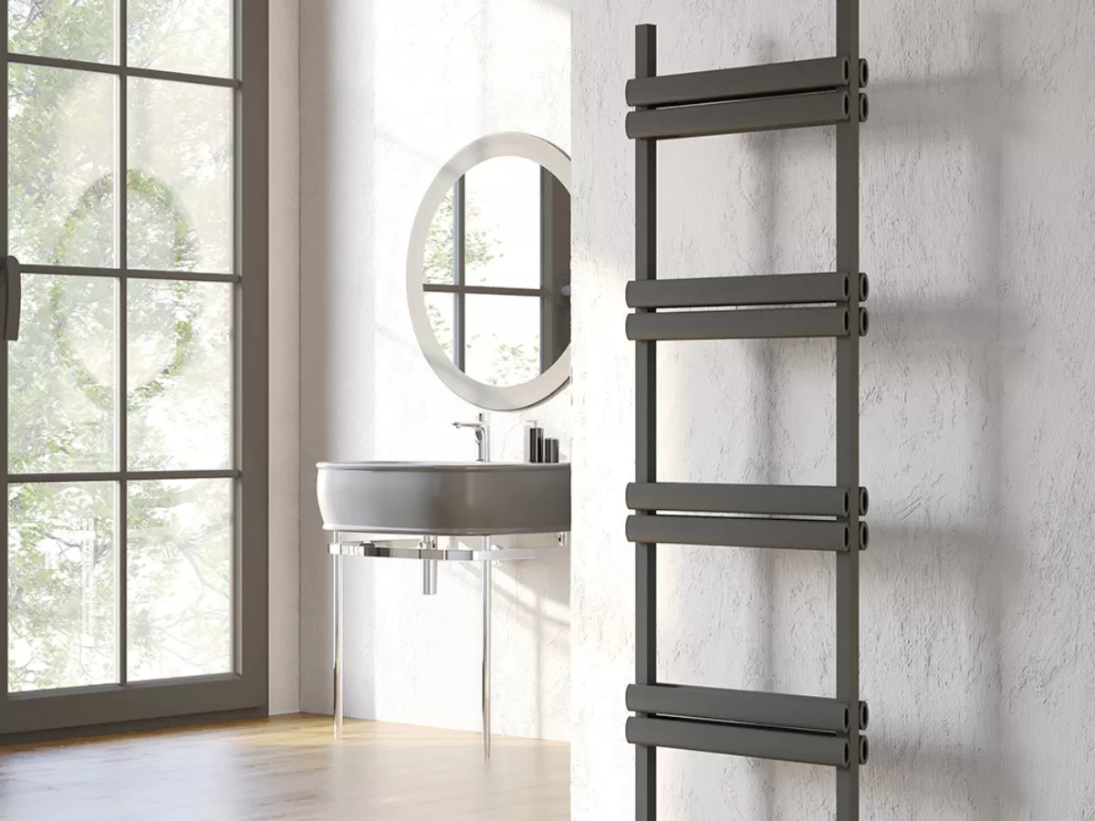 Uscător de prosoape decorativ LOJIMAX, colecția POSSIA DOUBLE Lățime 400 mm. Înălțime 780 mm. alb mat