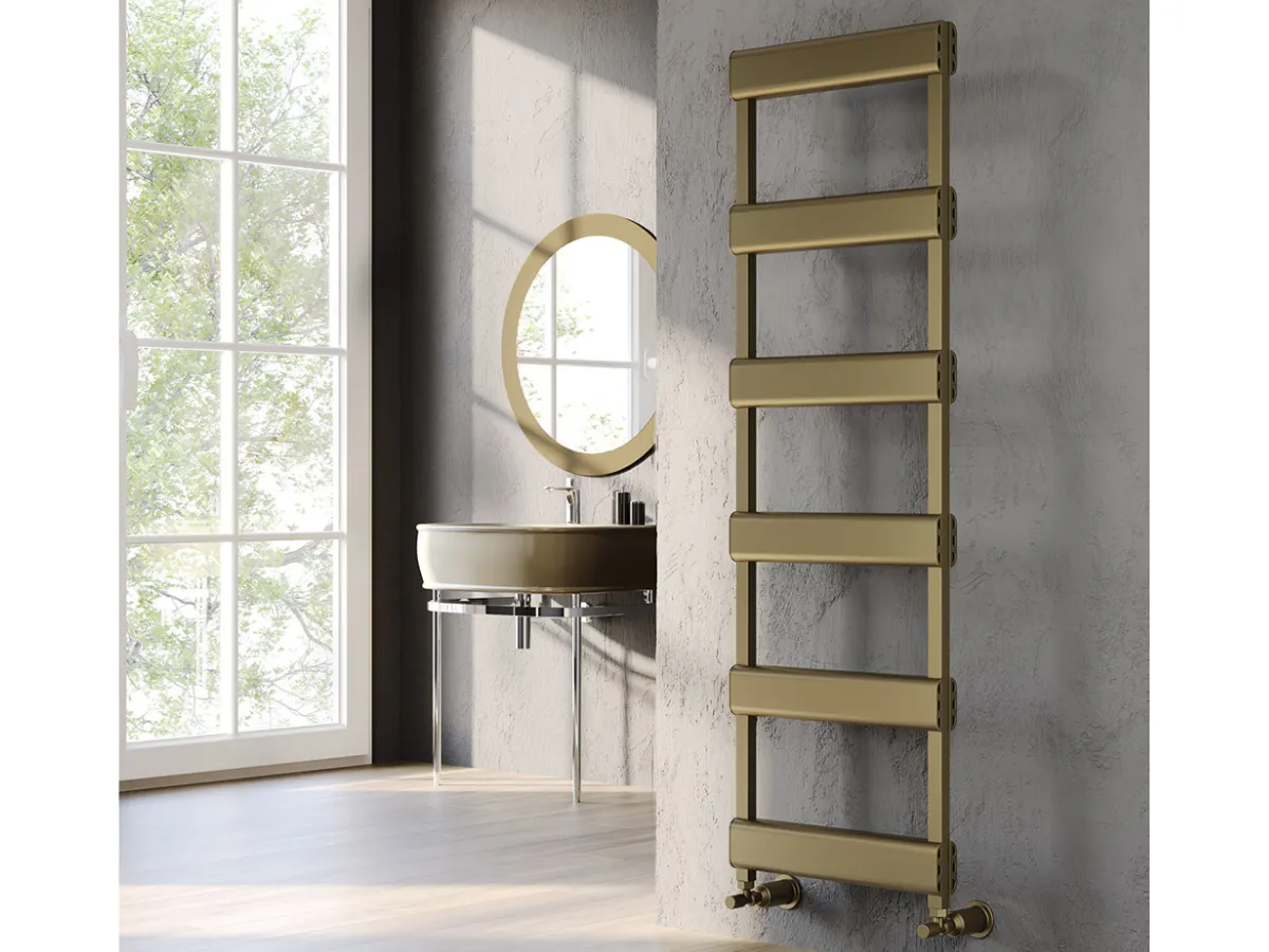 Uscător de prosoape decorativ LOJIMAX, colecția STELLA DOUBLE STYLE Lățime 600 mm. Înălțime 1300 mm. negru mat