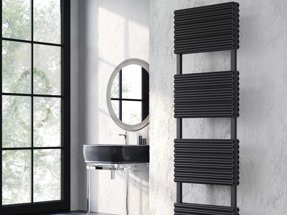 Uscător de prosoape decorativ LOJIMAX, colecția SIRIUS DOUBLE Lățime 300 mm. Înălțime 750 mm. alb mat