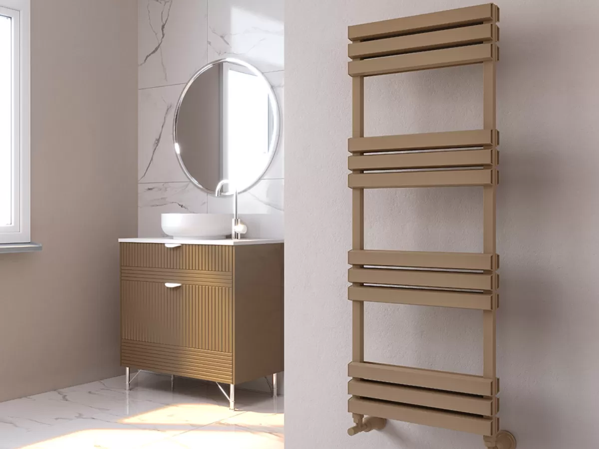Uscător de prosoape decorativ LOJIMAX, colecția SORTE DOUBLE Lățime 600 mm. Înălțime 1700 mm. alb mat