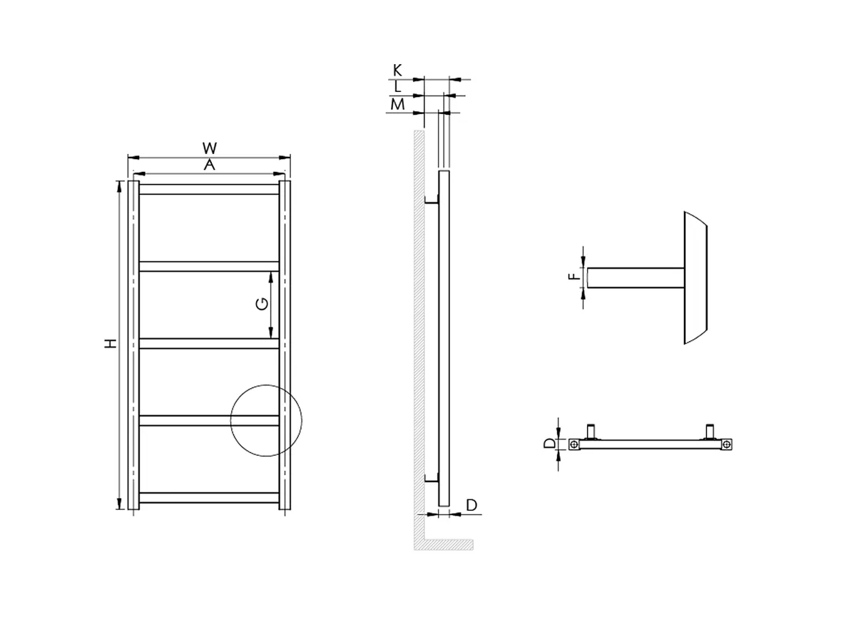 Uscător de prosoape decorativ LOJIMAX, colecția EMERALD  DOUBLE  STYLE Lățime 300 mm. Înălțime 680 mm. alb mat
