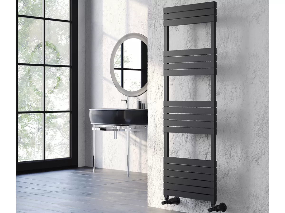 Uscător de prosoape decorativ LOJIMAX, colecția ELEGANT PLUS Lățime 300 mm. Înălțime 790 mm. alb mat