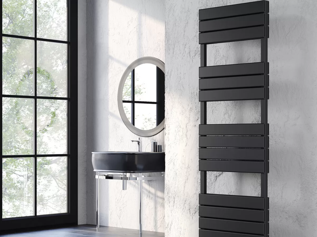 Uscător de prosoape decorativ LOJIMAX, colecția ZEUS DOUBLE  Lățime 300 mm. Înălțime 615 mm. alb mat