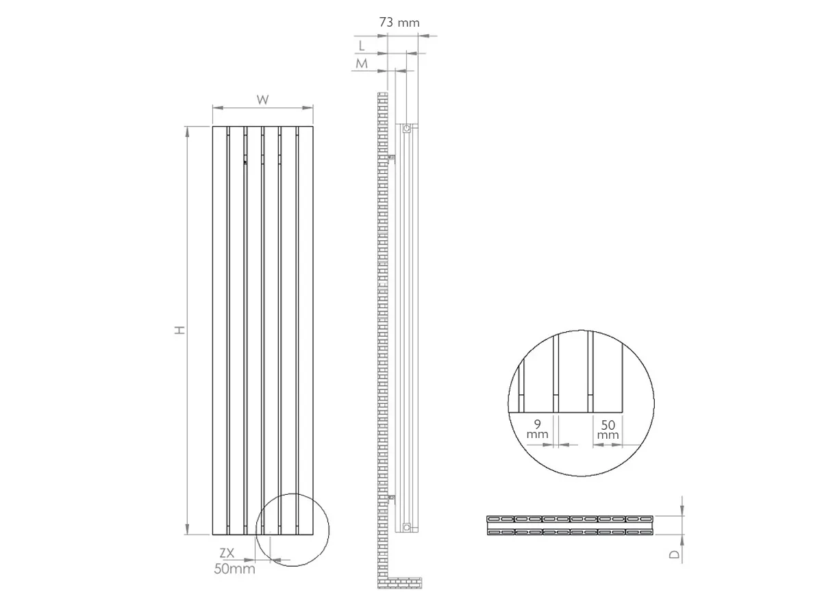 Calorifer decorativ LOJIMAX colecția BELLA DOUBLE 2000x404 mm, Alb
