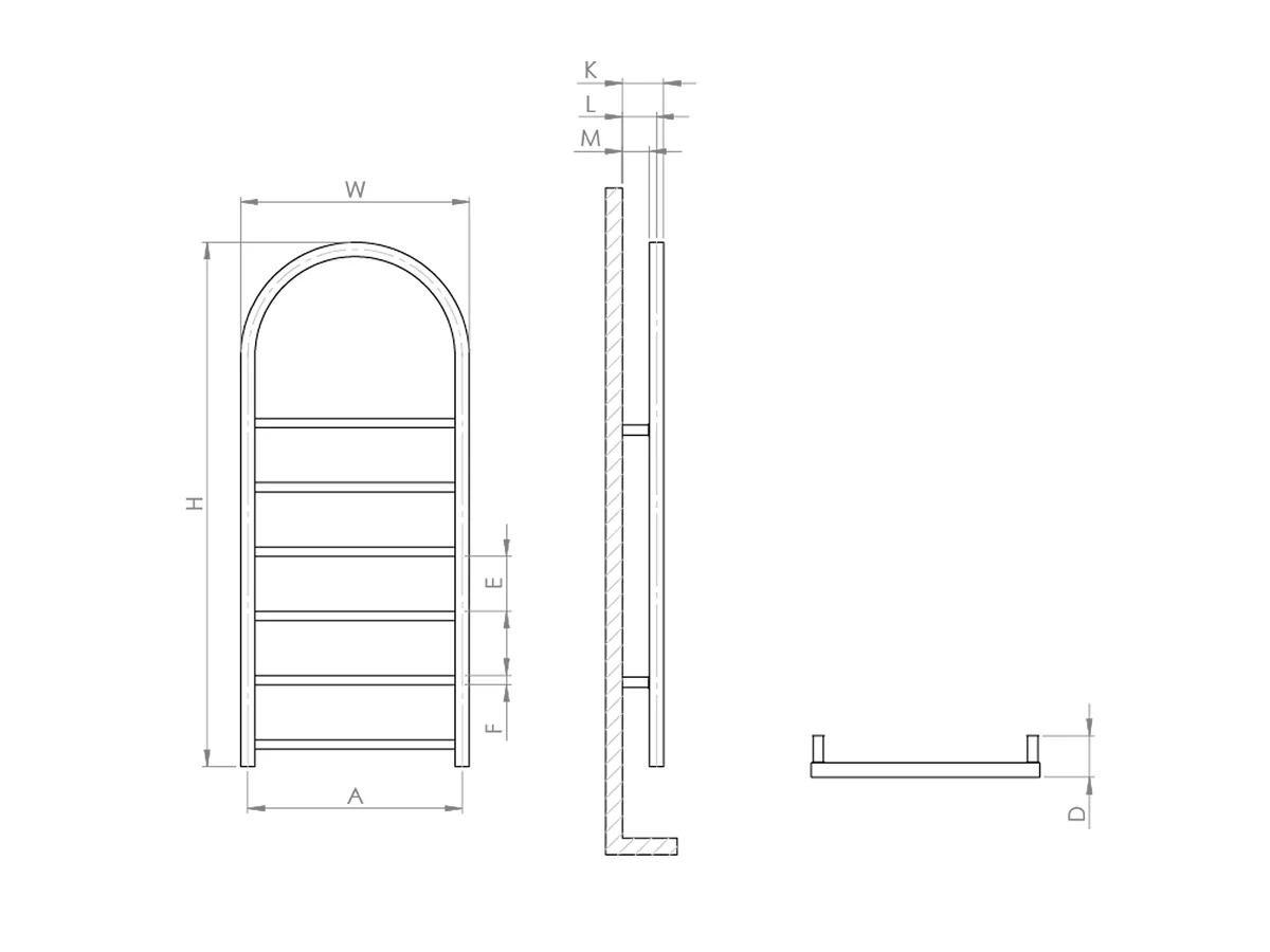 Uscător de prosoape decorativ LOJIMAX, colecția JOY Lățime 800 mm. Înălțime 500 mm. alb mat