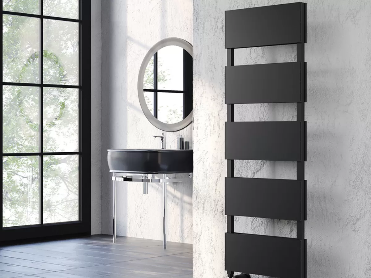 Uscător de prosoape decorativ LOJIMAX, colecția LORA DOUBLE Lățime 400 mm. Înălțime 515 mm. alb mat