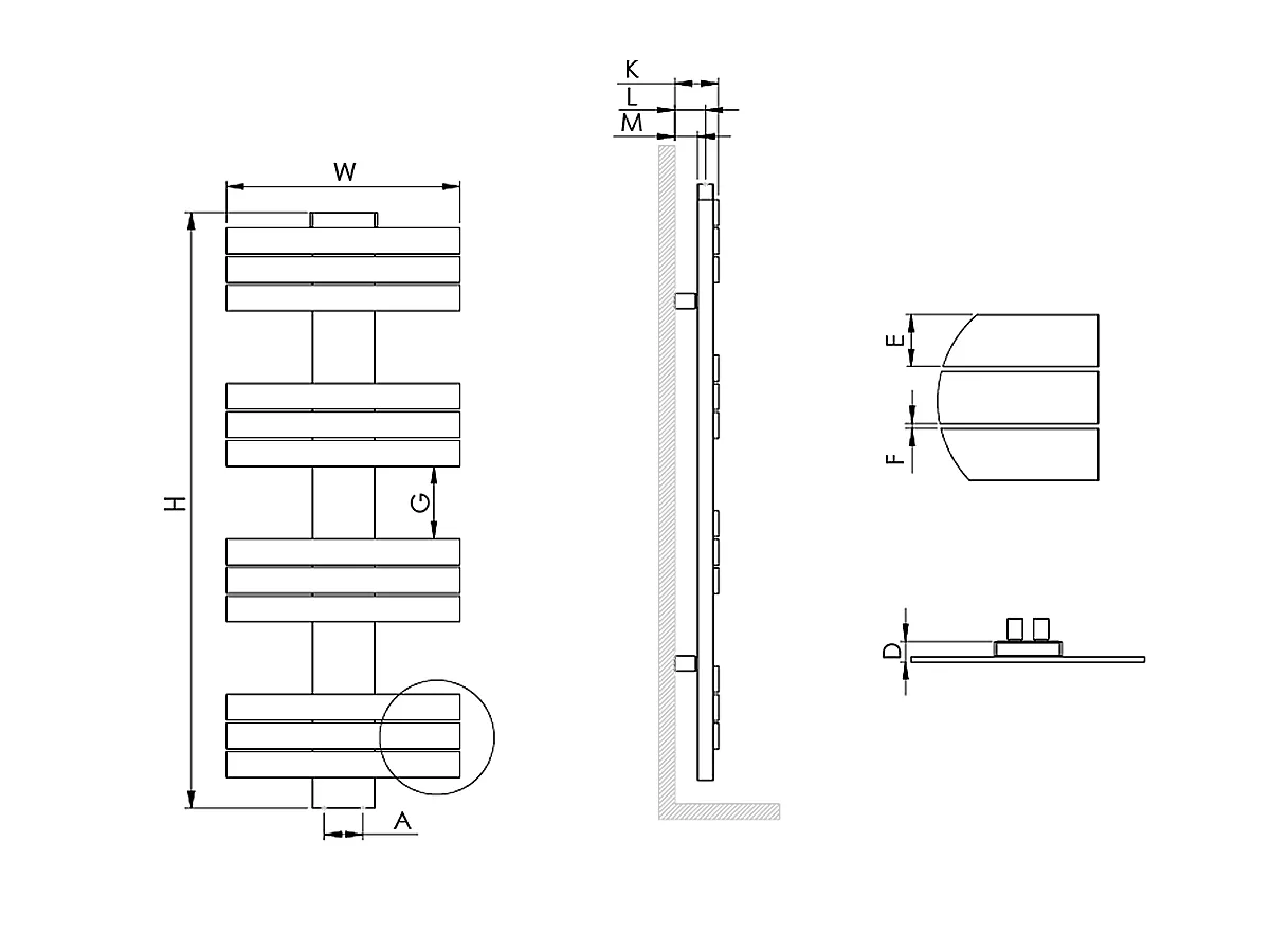 Uscător de prosoape decorativ LOJIMAX, colecția ALBATROS Lățime 250 mm. Înălțime 400 mm. negru mat