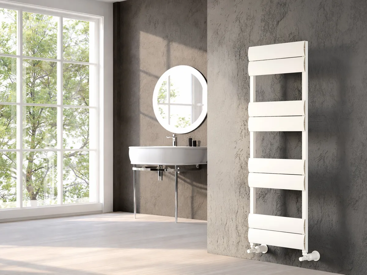 Uscător de prosoape decorativ LOJIMAX, colecția EMERALD LINE Lățime 300 mm. Înălțime 600 mm. alb mat