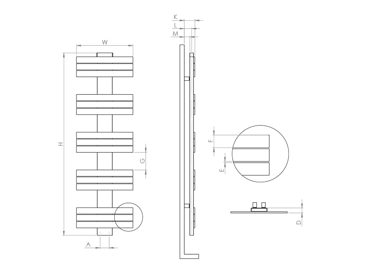 Uscător de prosoape decorativ LOJIMAX, colecția IDA Lățime 400 mm. Înălțime 400 mm. alb mat